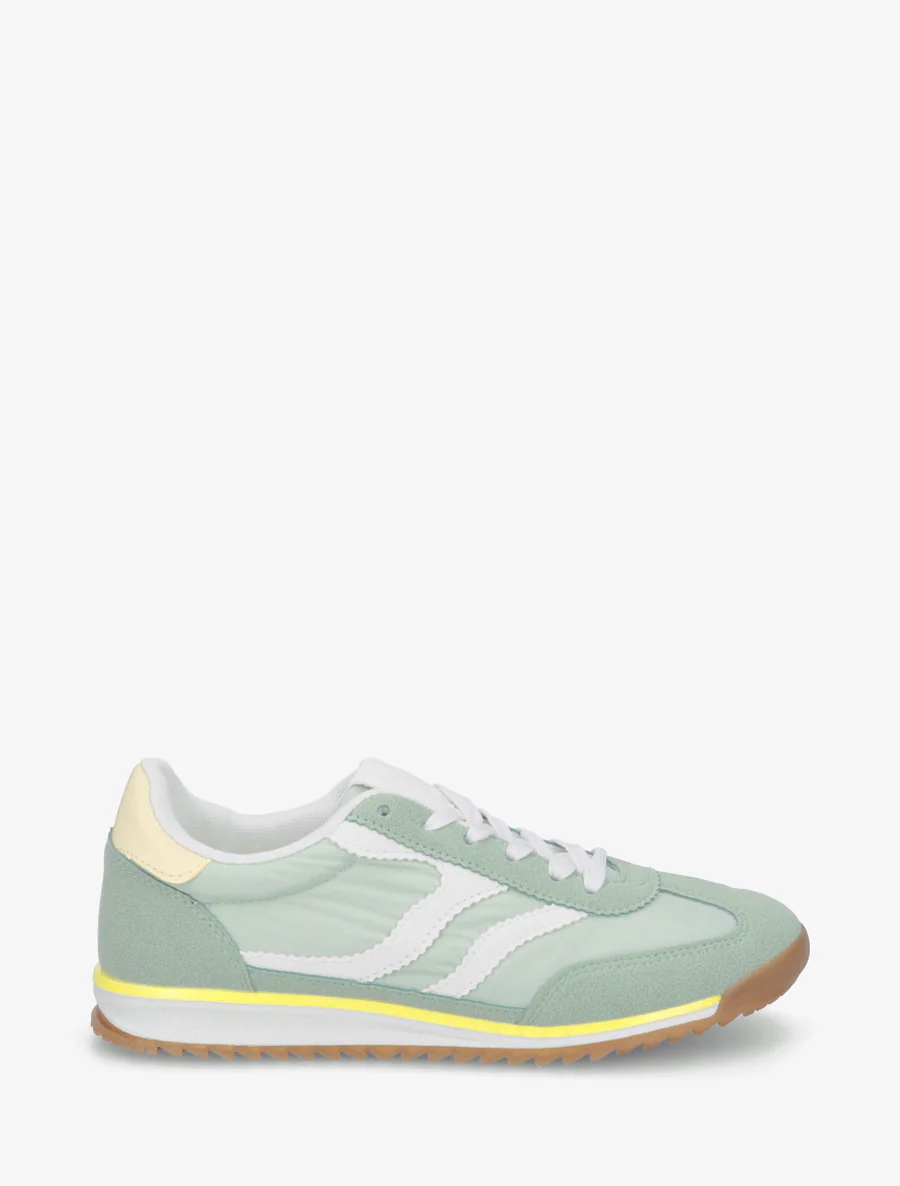 Klassieke sneakers met gekartelde strepen - Amandelgroen