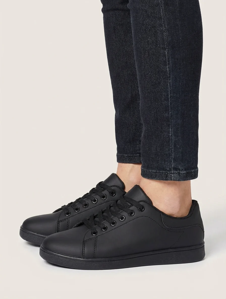 Klassieke sneakers van imitatieleer - Zwart - Image 5