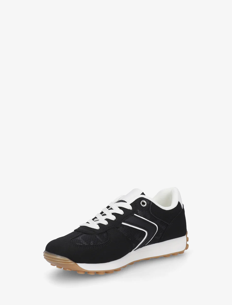 Klassieke sneakers van suède en stof - Zwart - Image 3