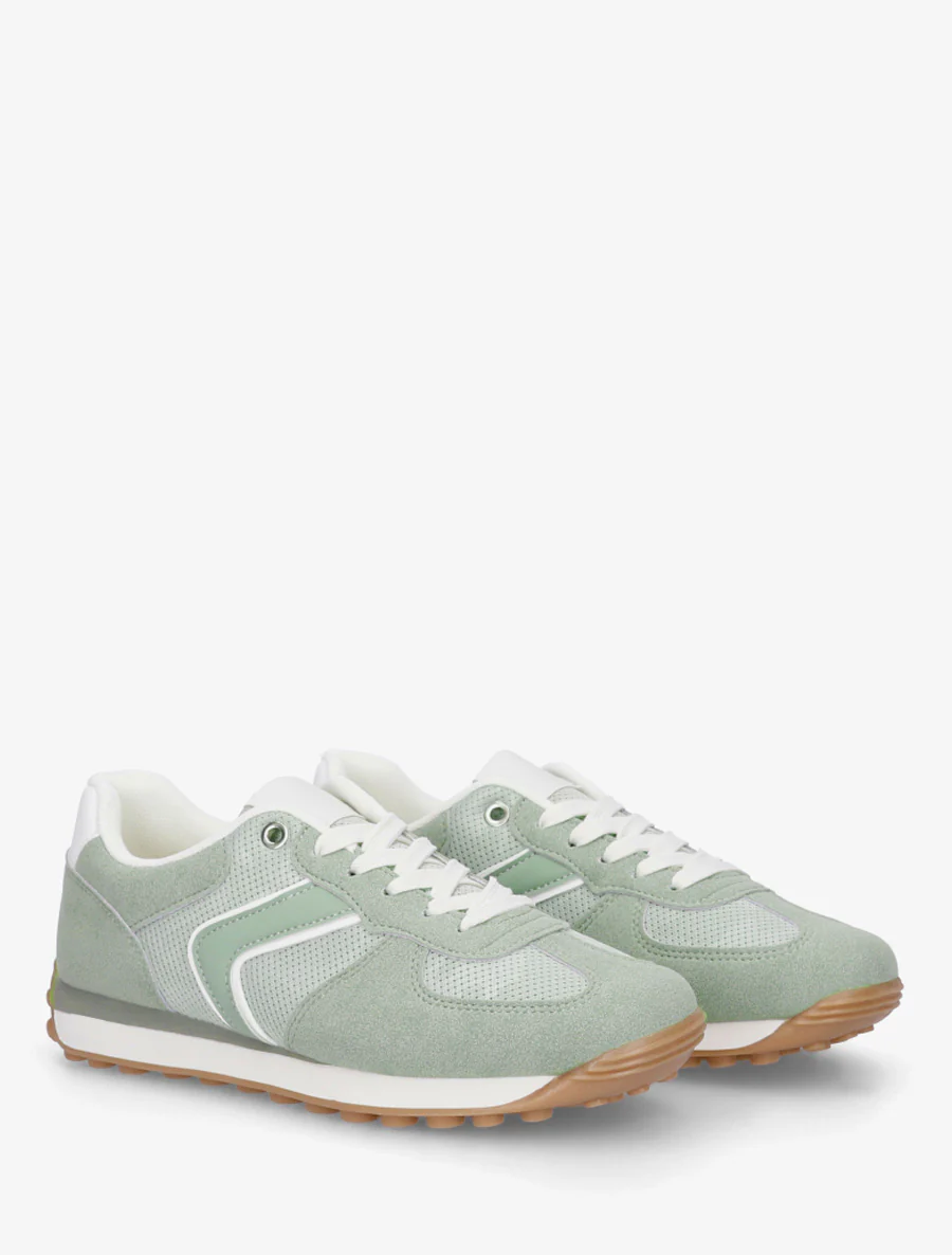 Klassieke sneakers van suède en stof - Amandelgroen - Image 4