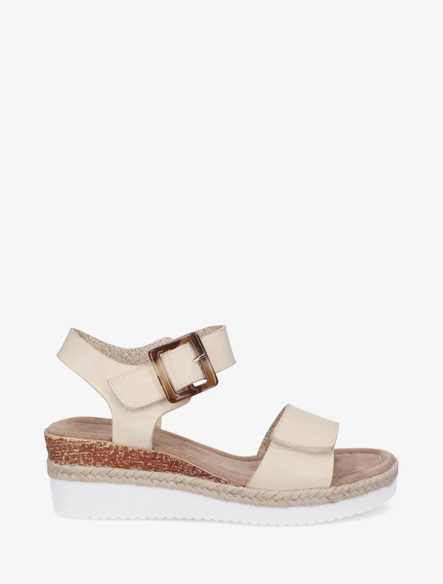 Klittenbandsandalen in imitatieleer - Beige