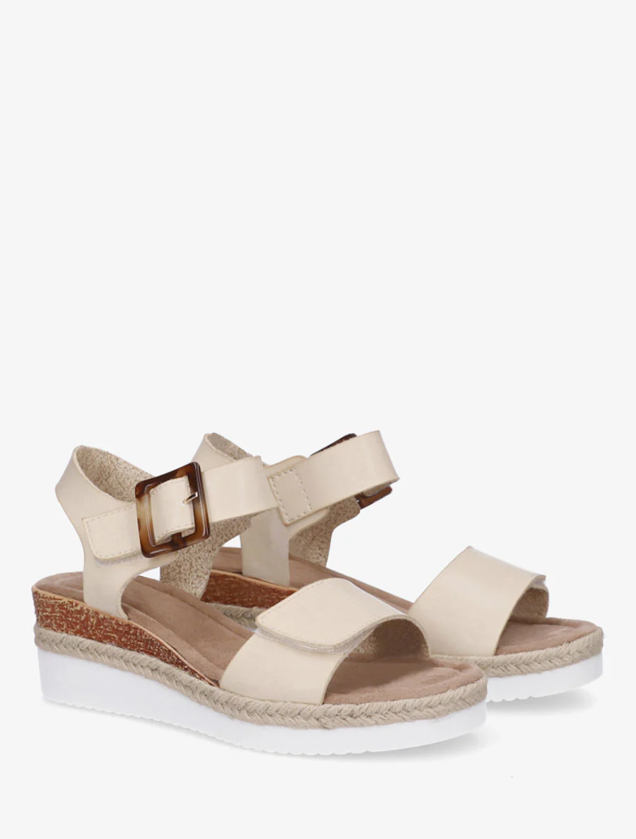 Klittenbandsandalen in imitatieleer - Beige - Image 4