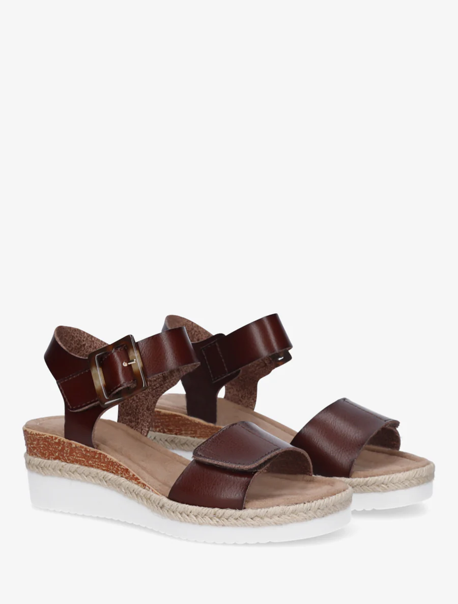 Klittenbandsandalen in imitatieleer - Bruin - Image 4