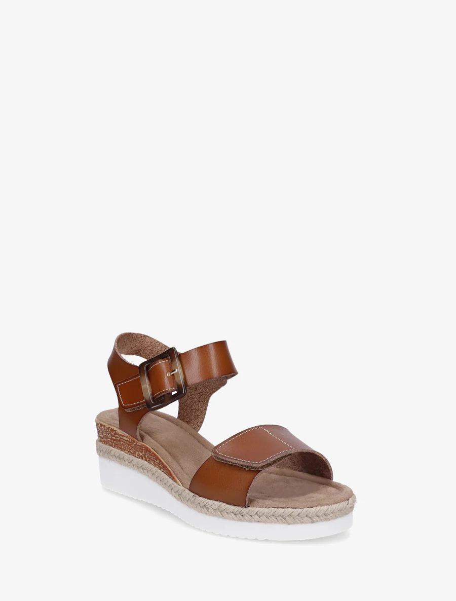 Klittenbandsandalen in imitatieleer - Kameel - Image 2