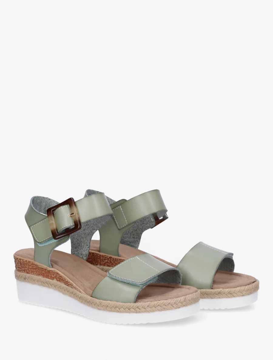 Klittenbandsandalen in imitatieleer - Watergroen - Image 4