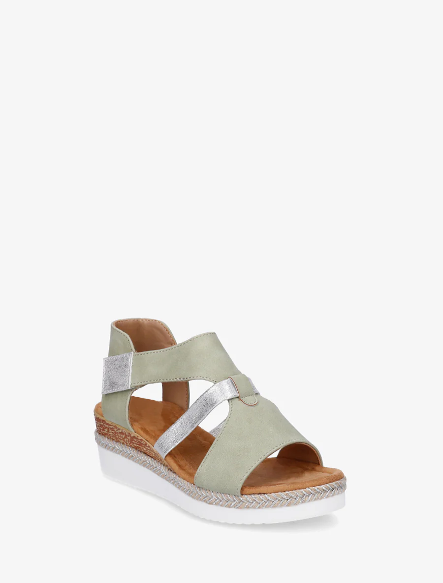Klittenbandsandalen met sleehak - Amandelgroen - Image 2