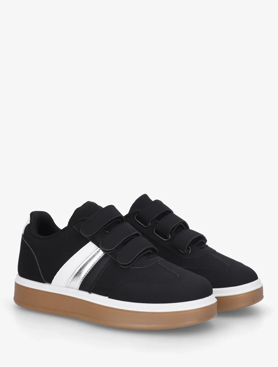 Klittenbandsneakers met rubberen zool - Zwart - Image 4
