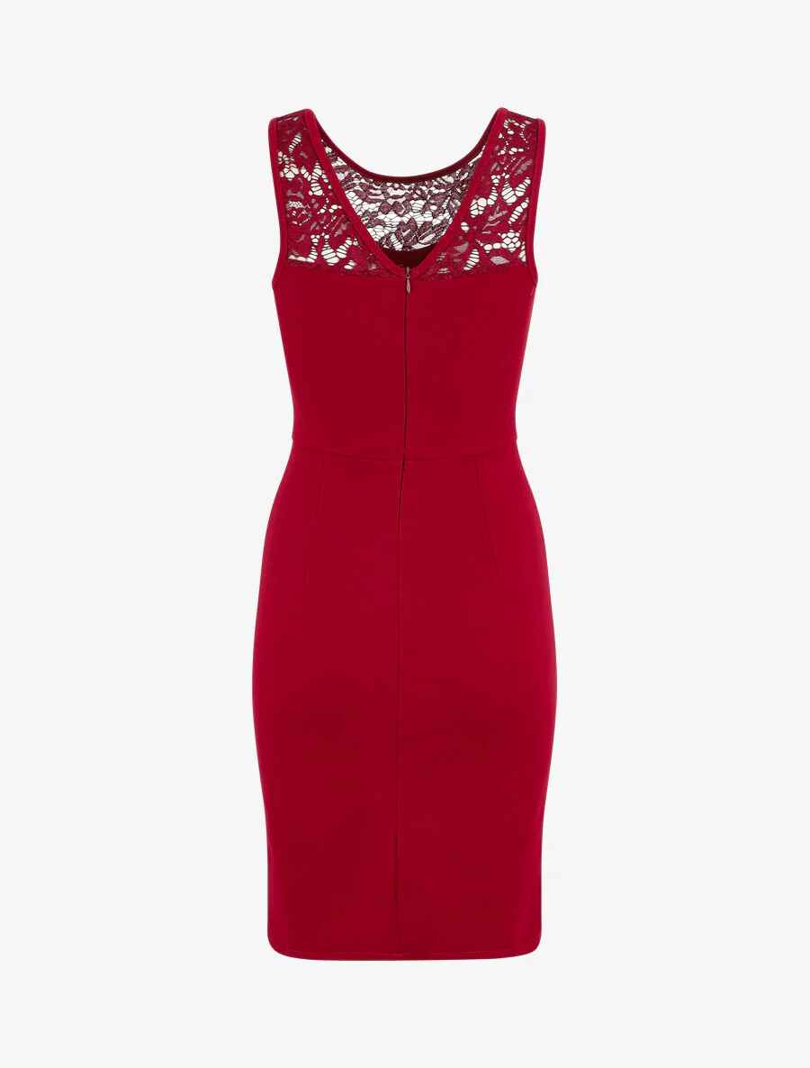 Kokerjurk met kant - Rood - Image 3