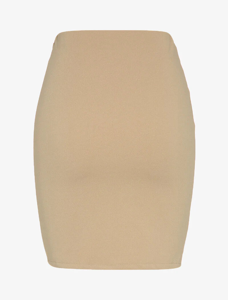 Potloodrok met trompe l'oeil riem - Beige - Image 2
