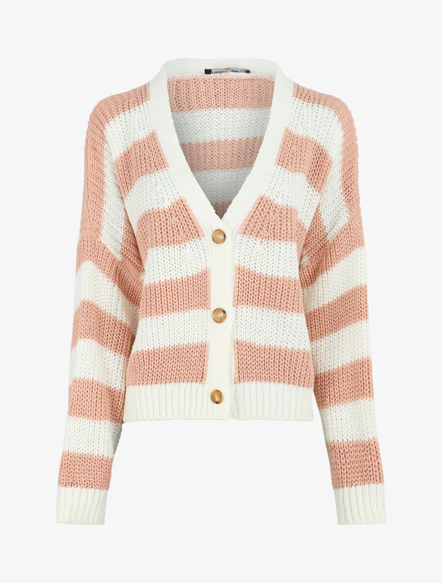 Kort gestreept vest - Roze