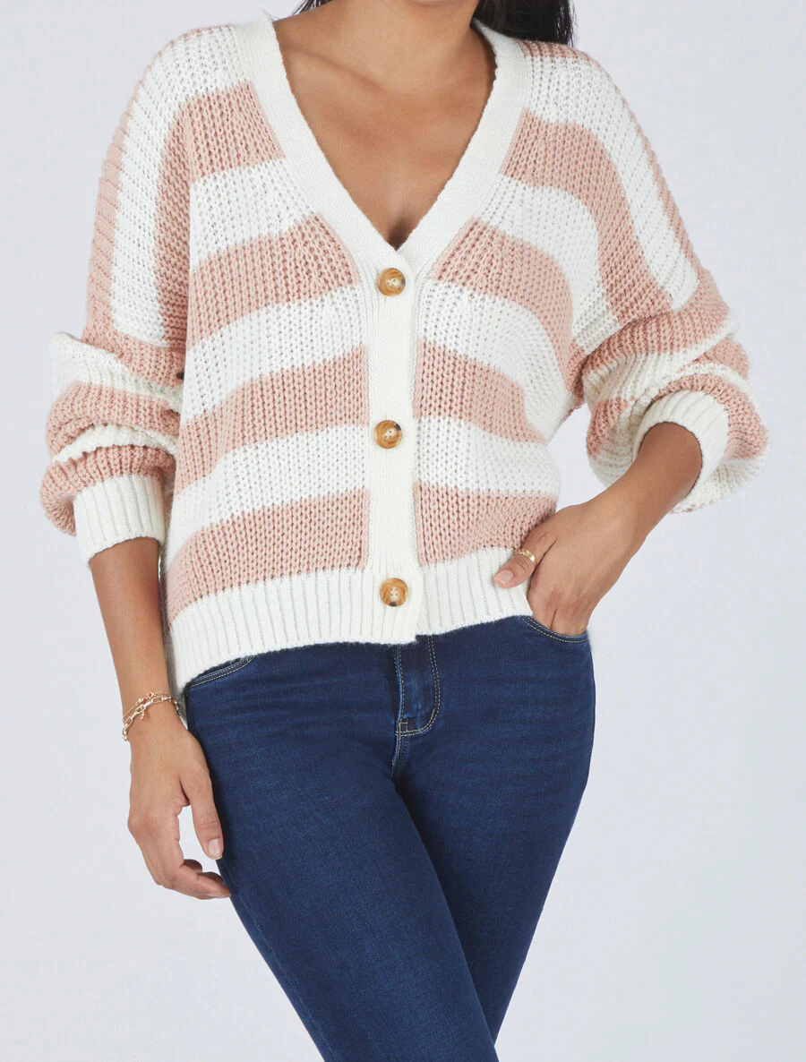 Kort gestreept vest - Roze - Image 4