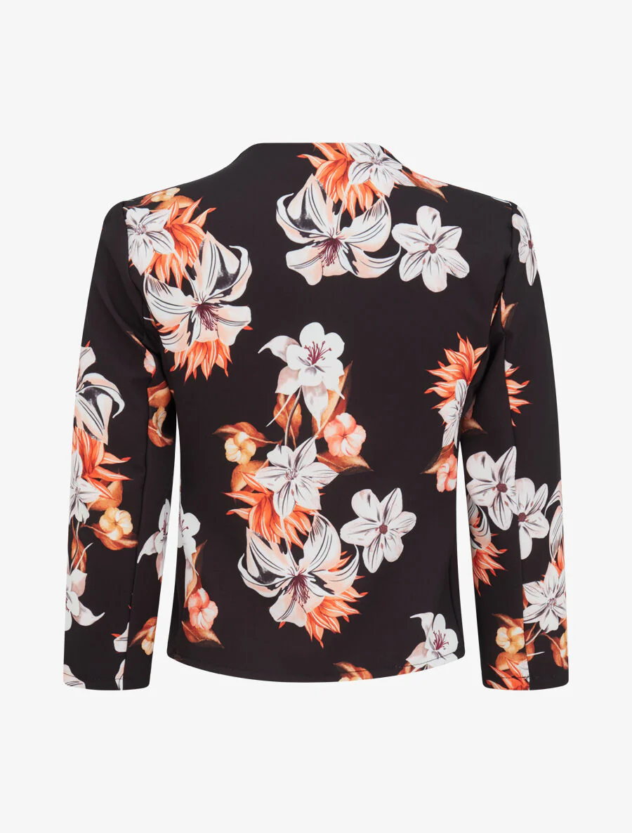 Kort jasje met fleur-de-lis print - Zwart - Image 2