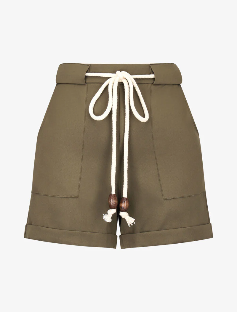 Korte broek met grote opgestikte zakken - kaki - Image 3
