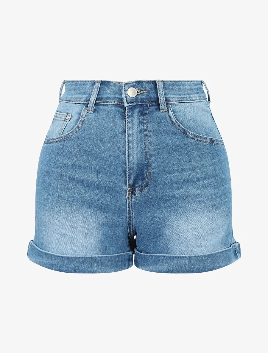 Korte broek met zomen - Denim