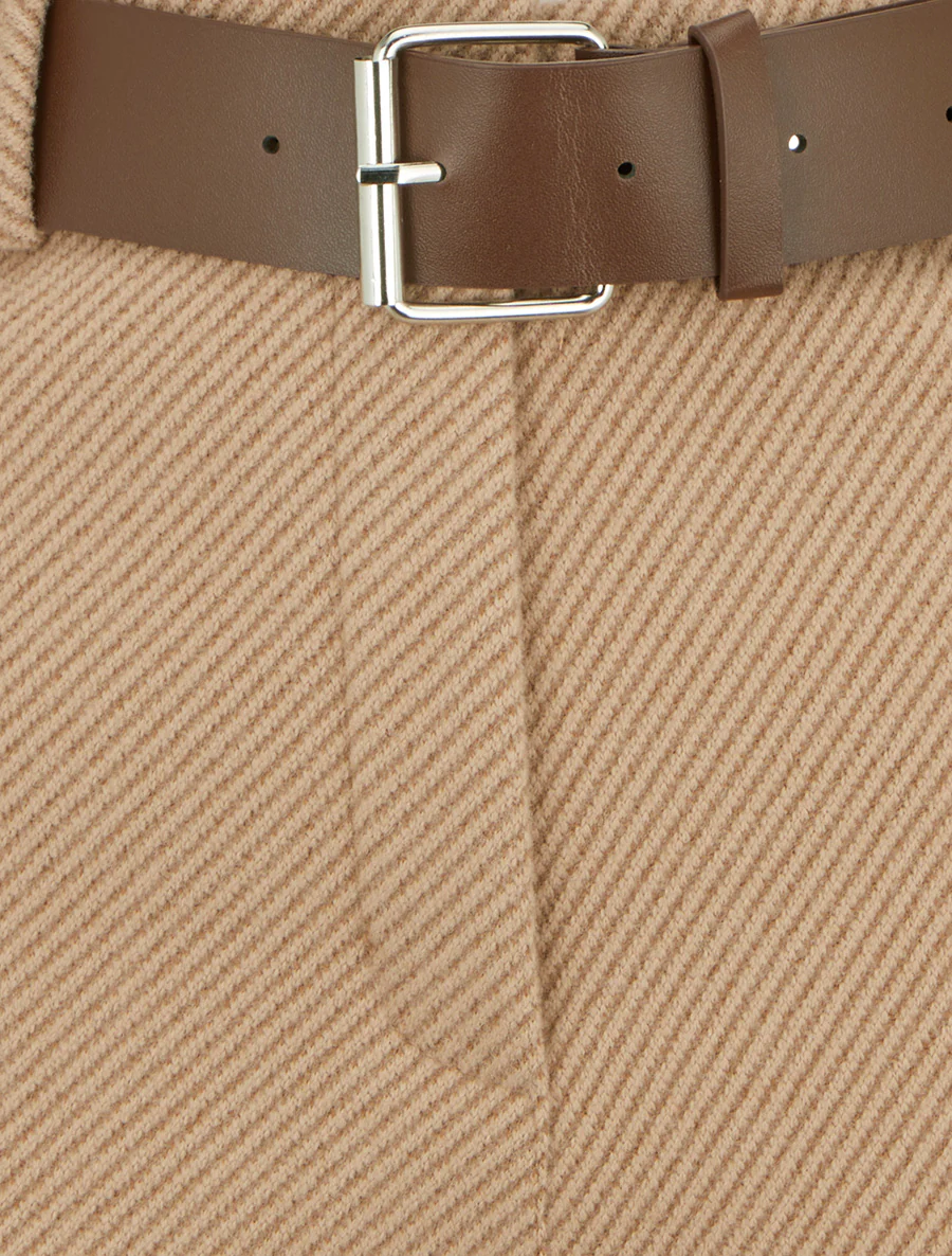 Korte broek met rechte zoom en riem - Kameel - Image 3