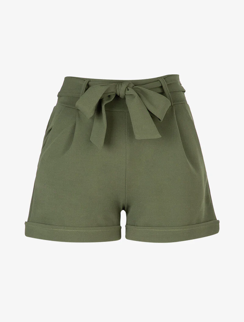 Korte broek met zoom - kaki