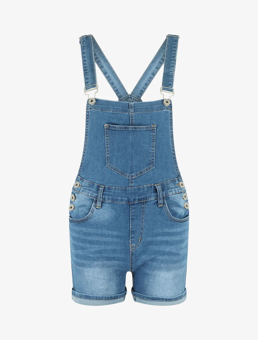 Korte denim tuinbroek - blauw