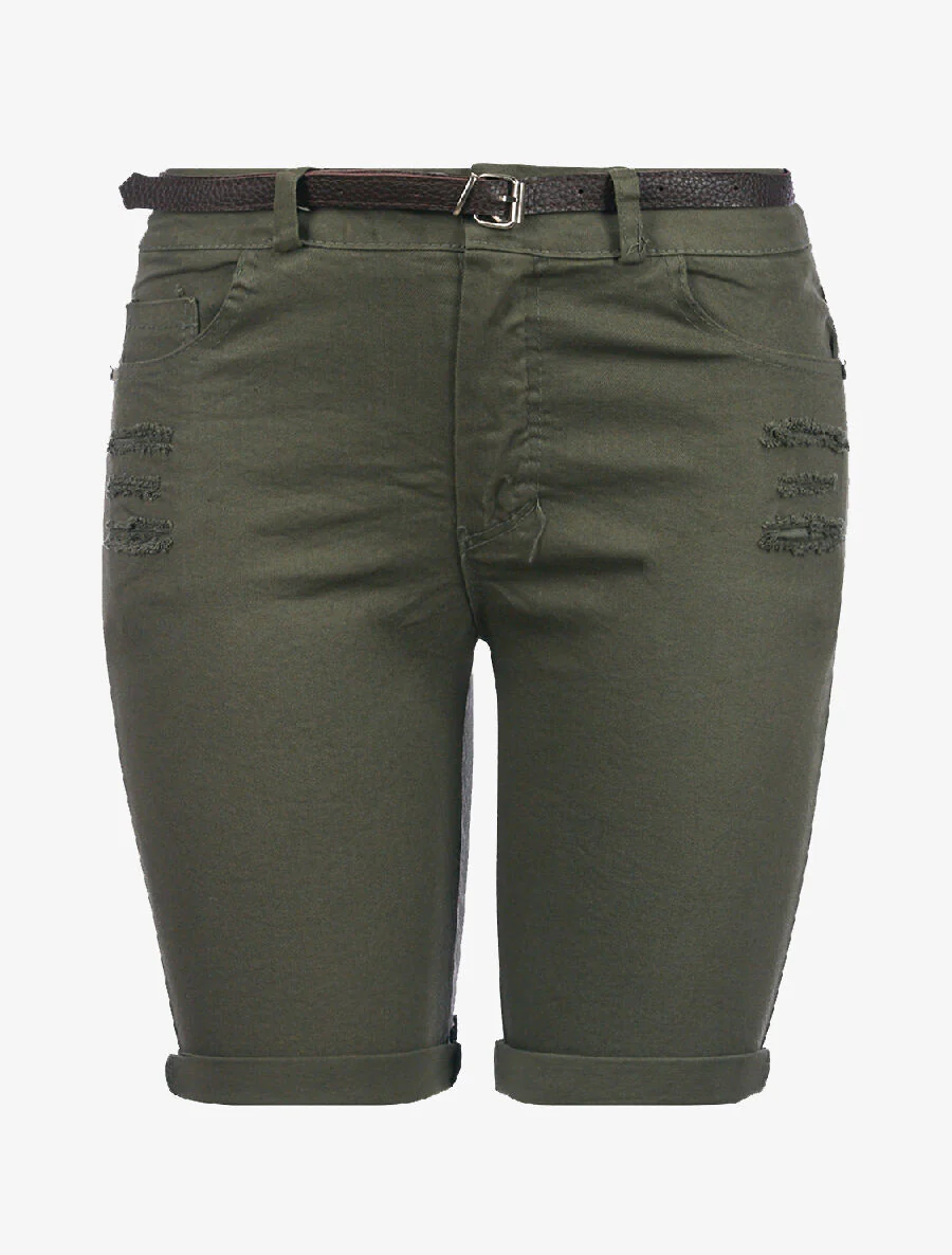 Gescheurde uni short - kaki