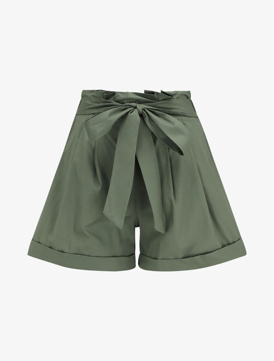 Korte hoge taille uitlopende zoom - Kakigroen