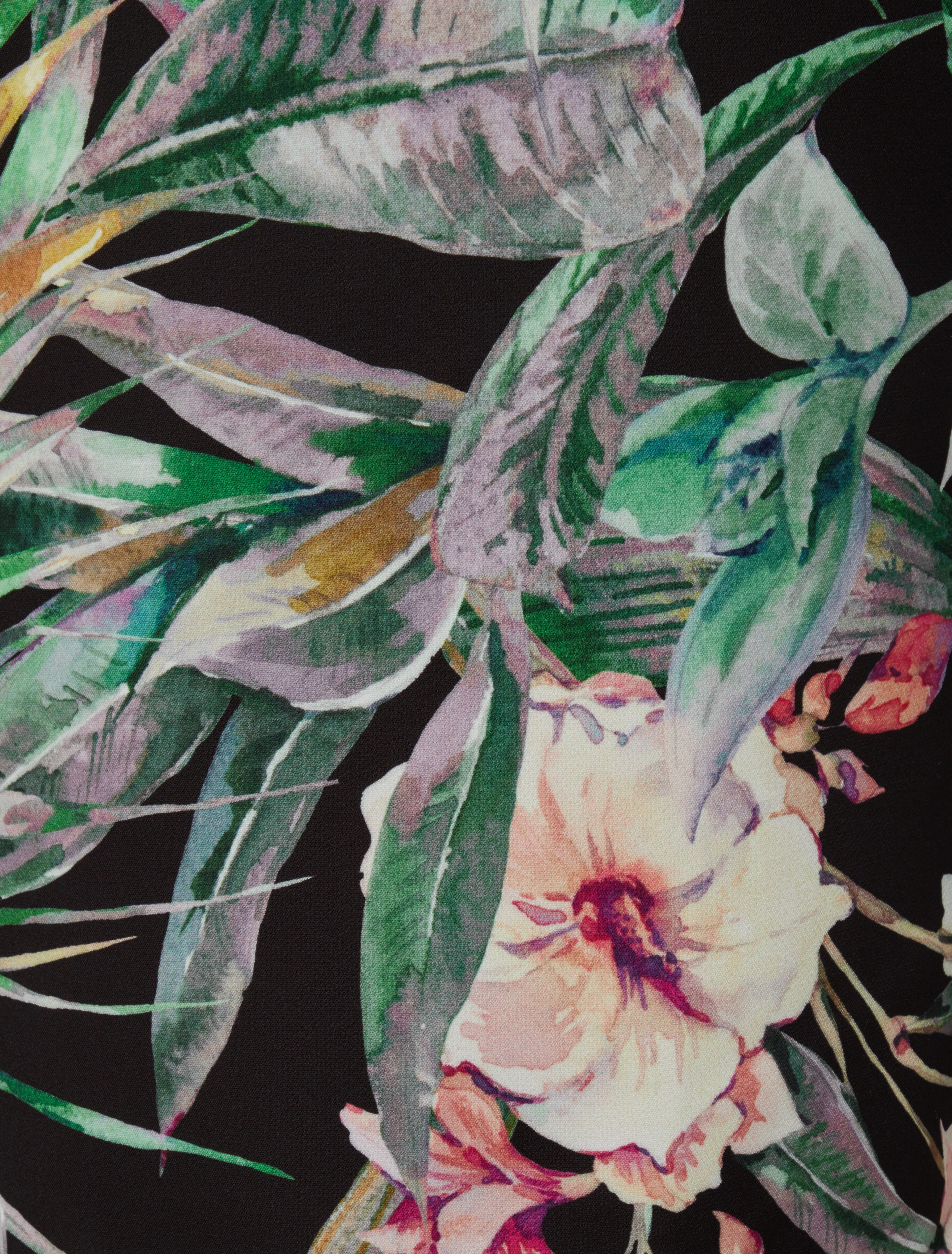 Korte jas met tropische plantenprint - Zwart - Image 3