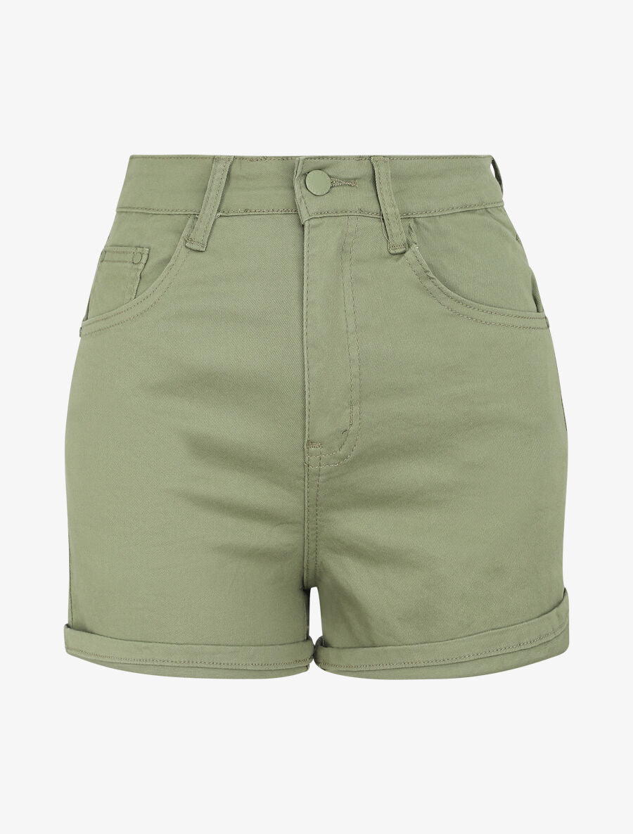 Korte jeans met zoom - Kakigroen