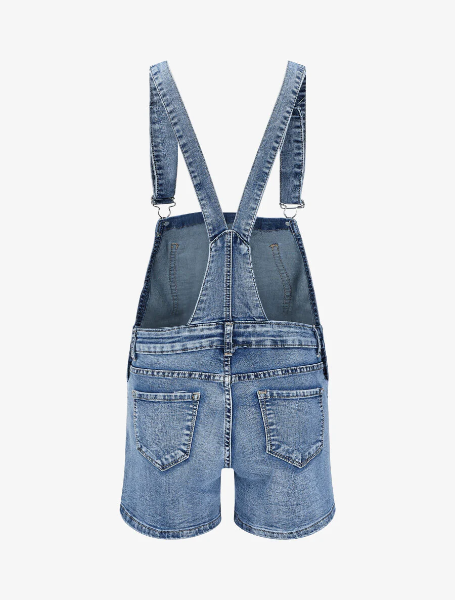 Korte jeans overall - Blauw - Image 2