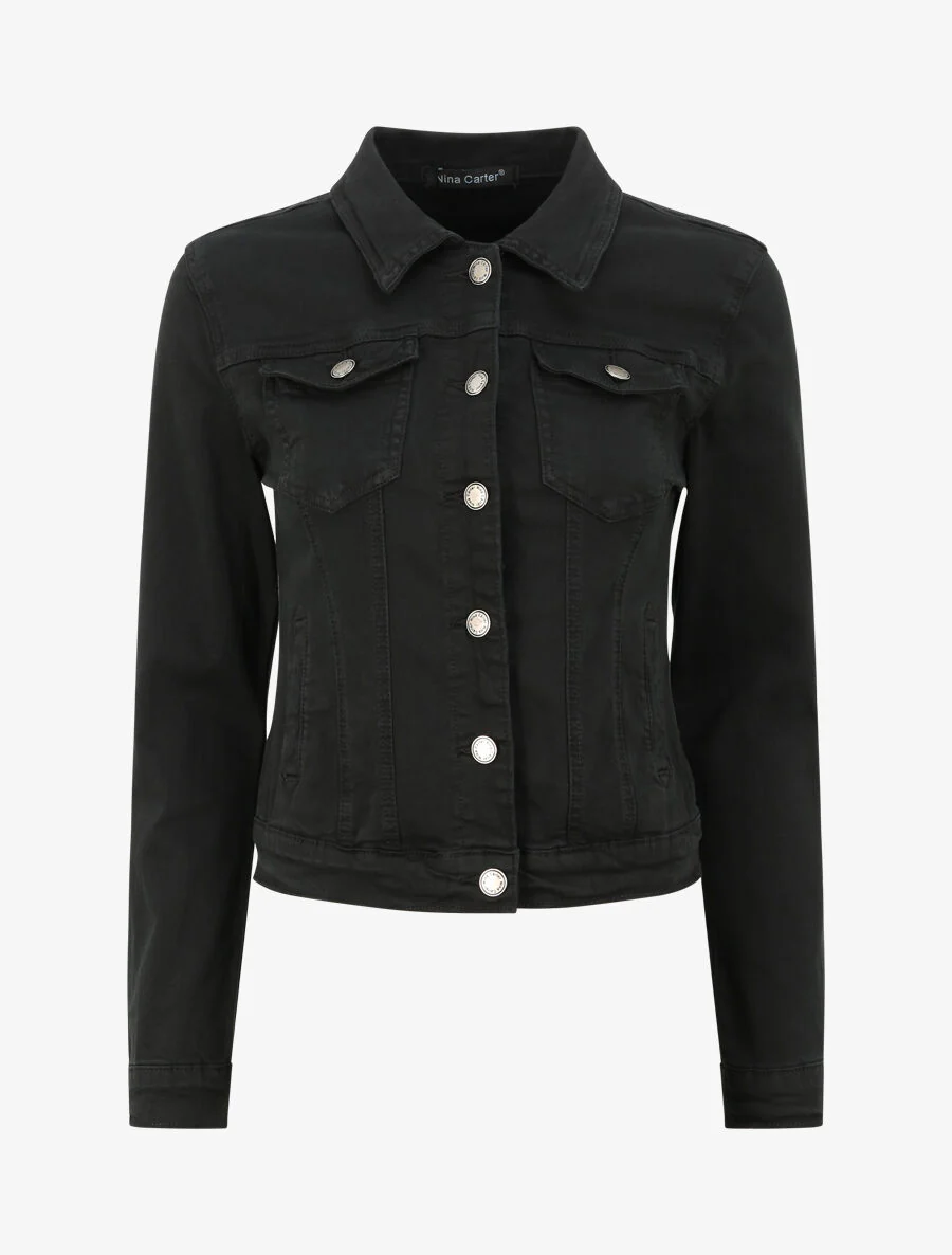 Korte jeansjas - Zwart - Image 2