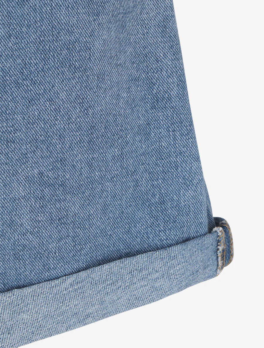 Jeansshort met omgeslagen zoom - Lichtblauw - Image 4