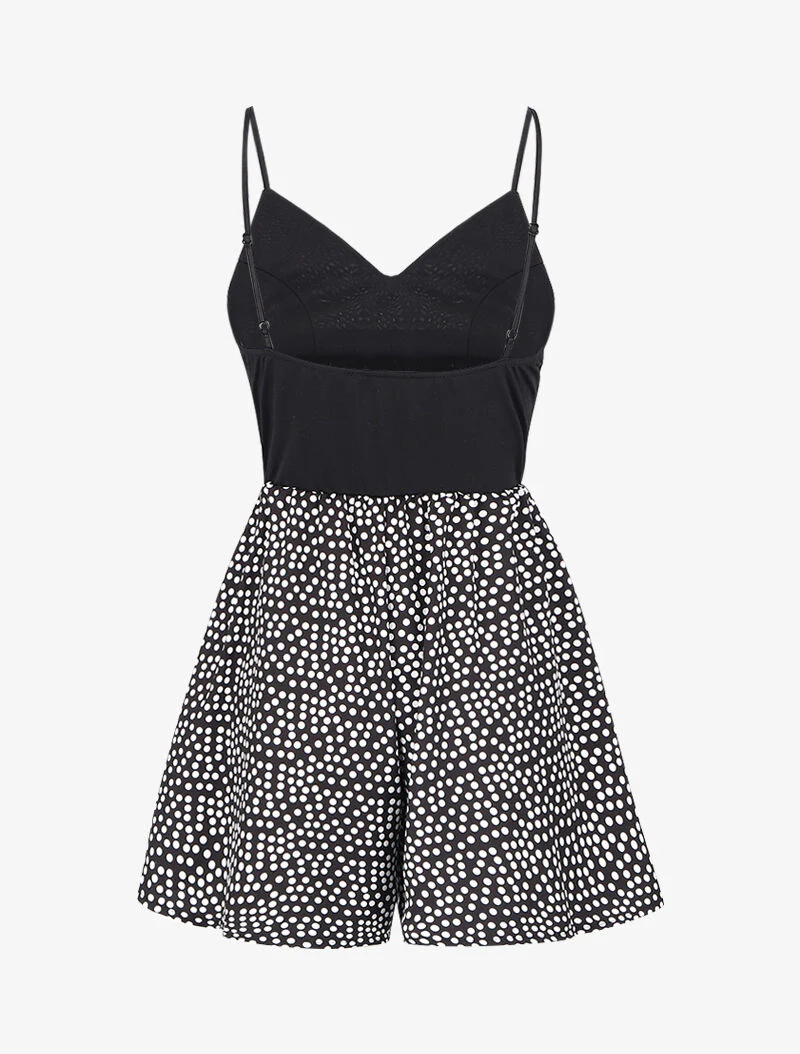 Korte jumpsuit met polkadot-print - zwart - Image 2