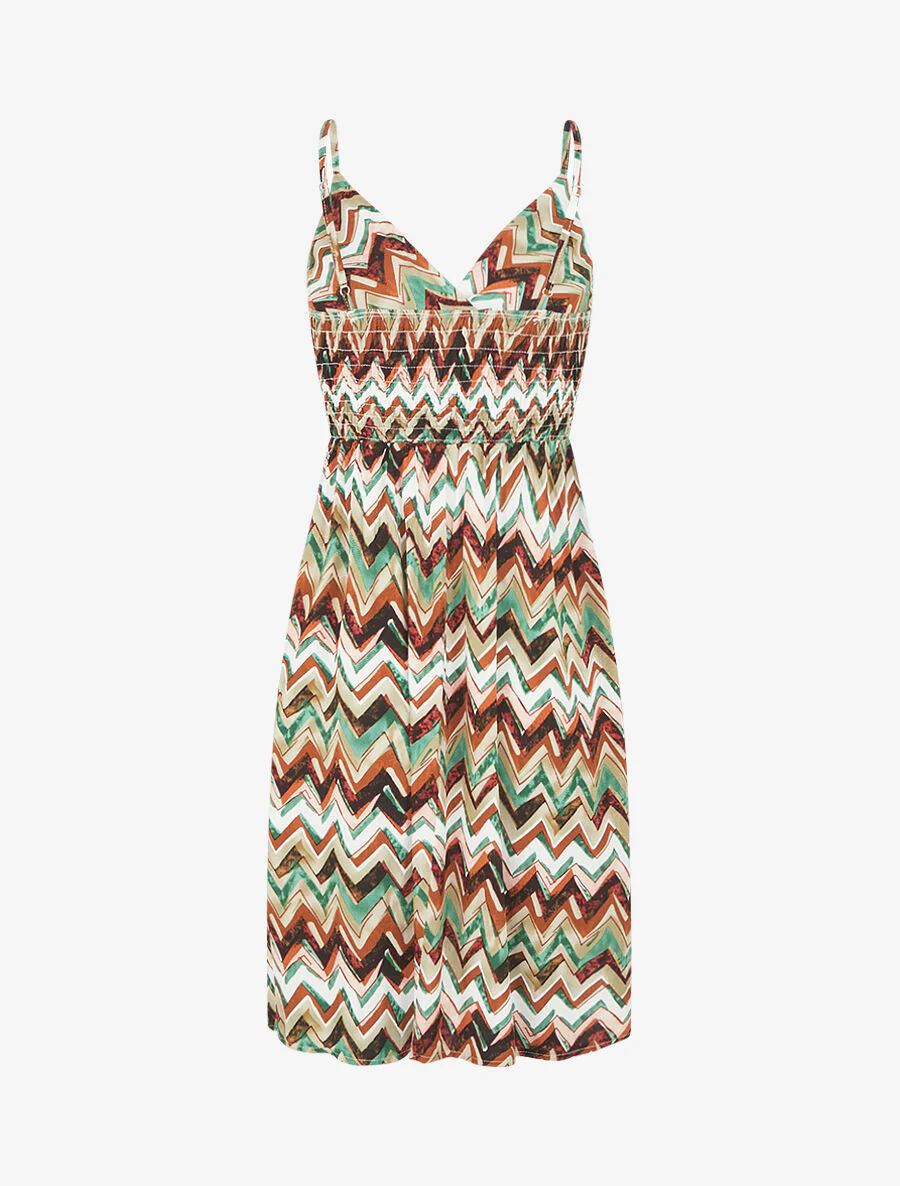 Korte jurk met zigzagprint - groen - Image 2