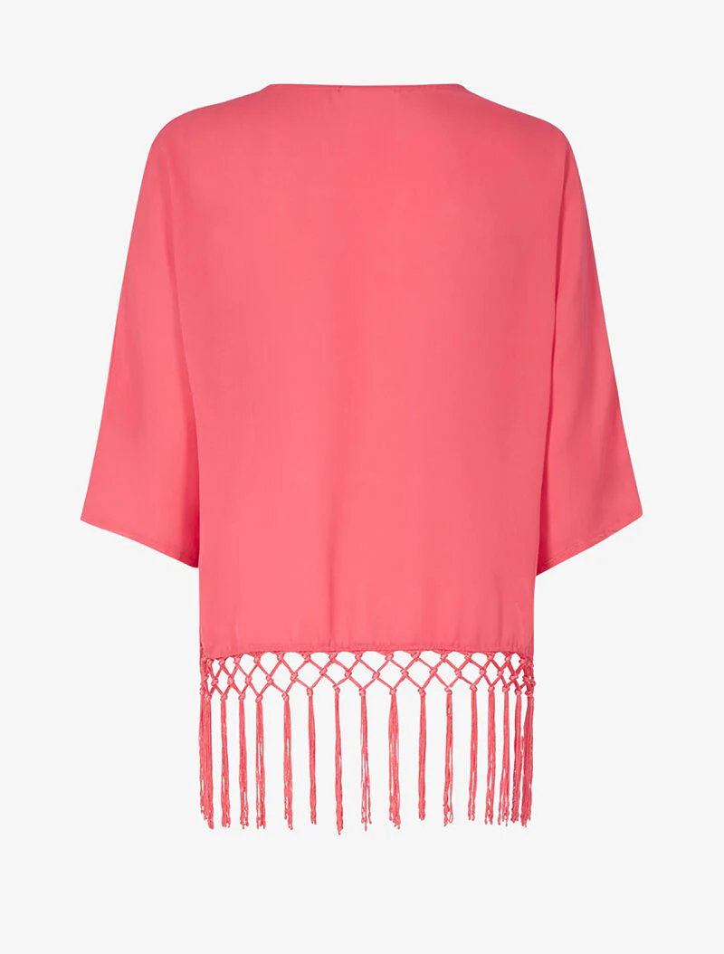Kimono-stijl kort vest - koraal - Image 2