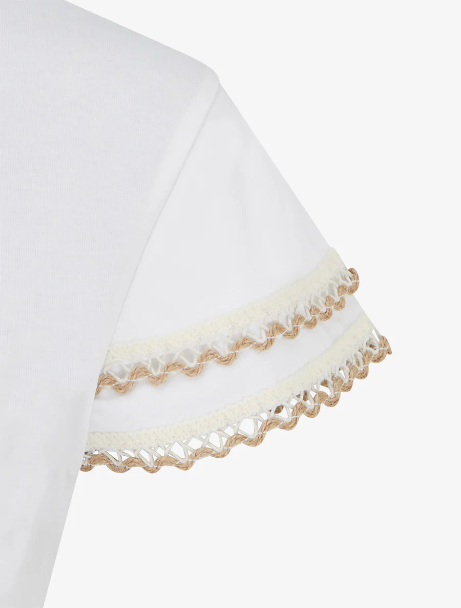 Korte mouwen T-shirt met borduurdetails - Wit - Image 3