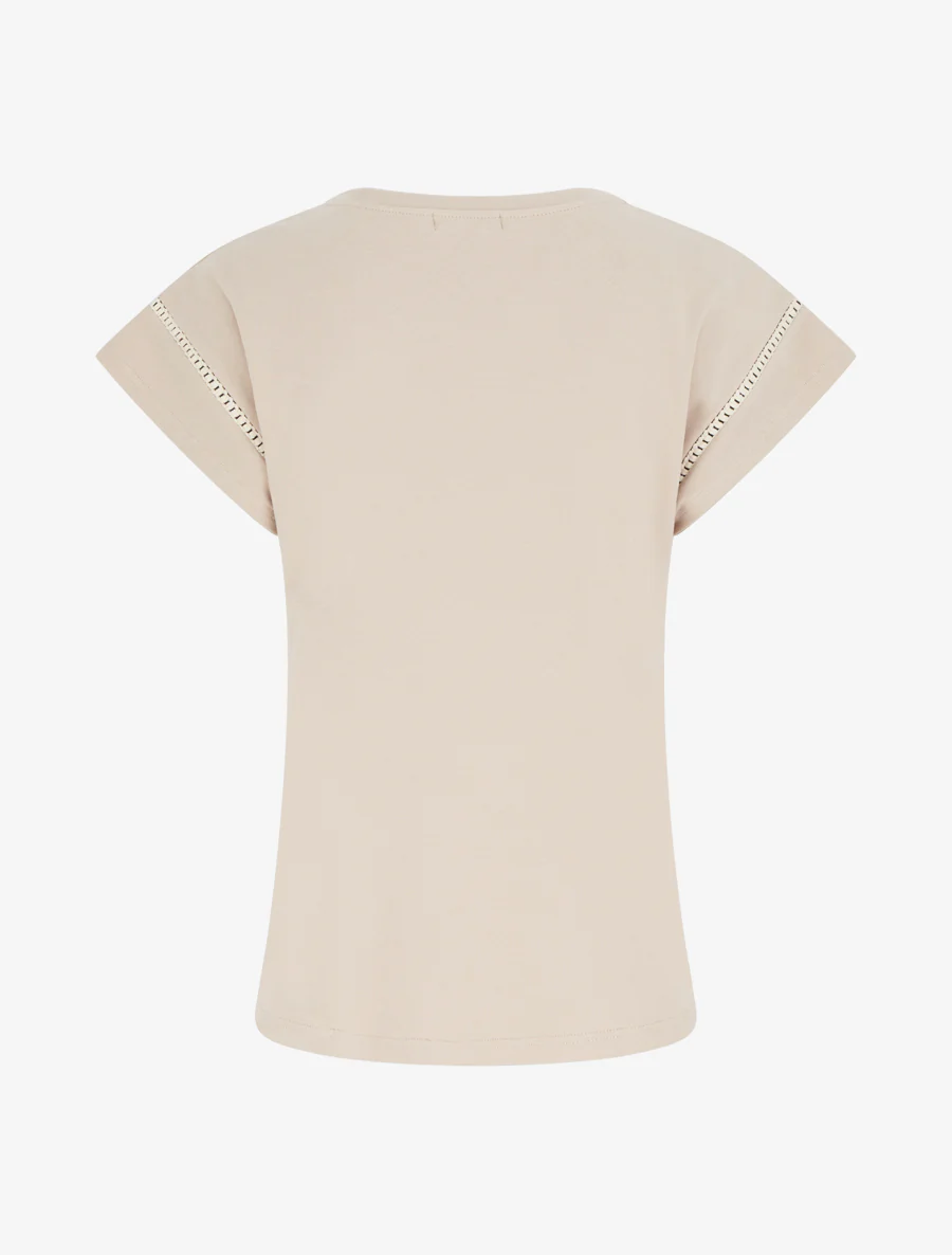 Korte mouwen T-shirt met geborduurde palmboom - Beige - Image 2