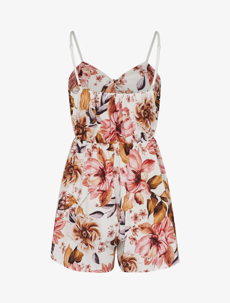 Korte overall met bloemenprint - wit - Image 3