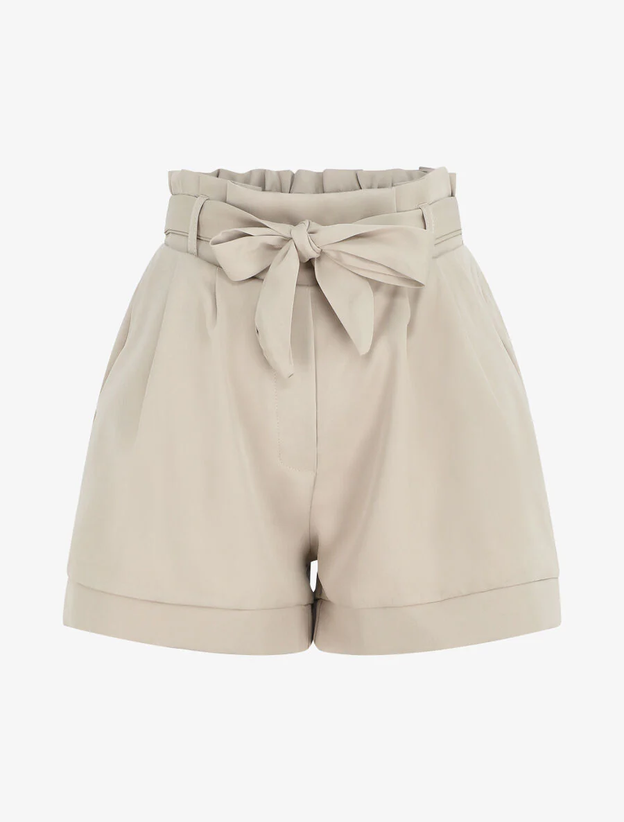 Korte paperbag short - Beige