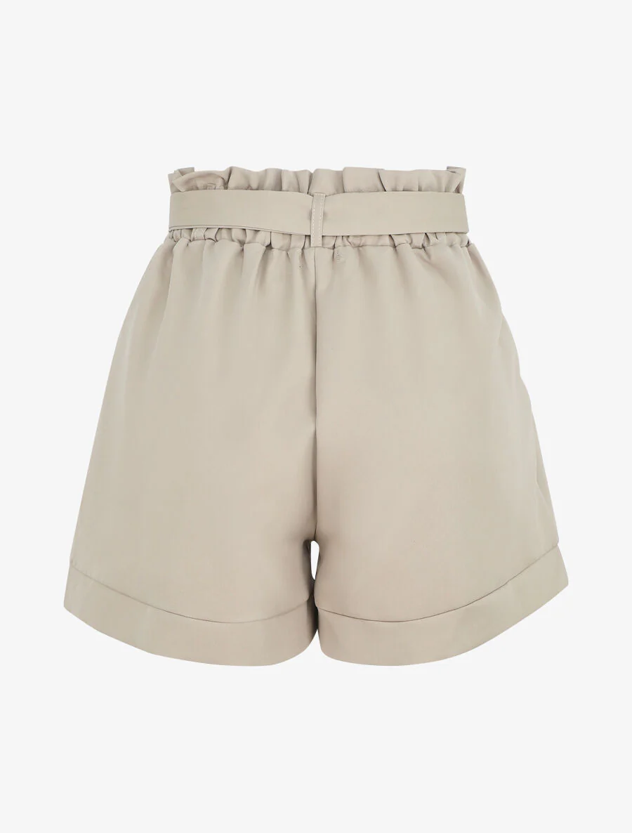 Korte paperbag short - Beige - Image 2