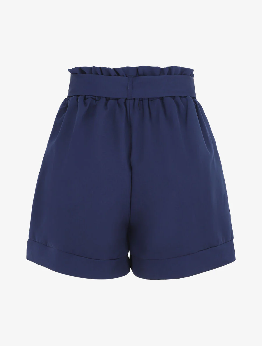 Korte paperbag short - Marineblauw - Image 2