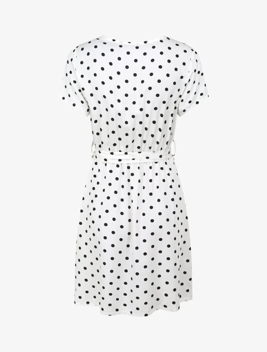 Korte portemonnee geprinte polkadot jurk - Wit - Image 2