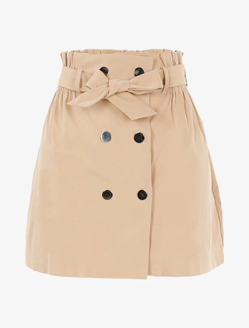 Korte rok met drukknoopjes - beige