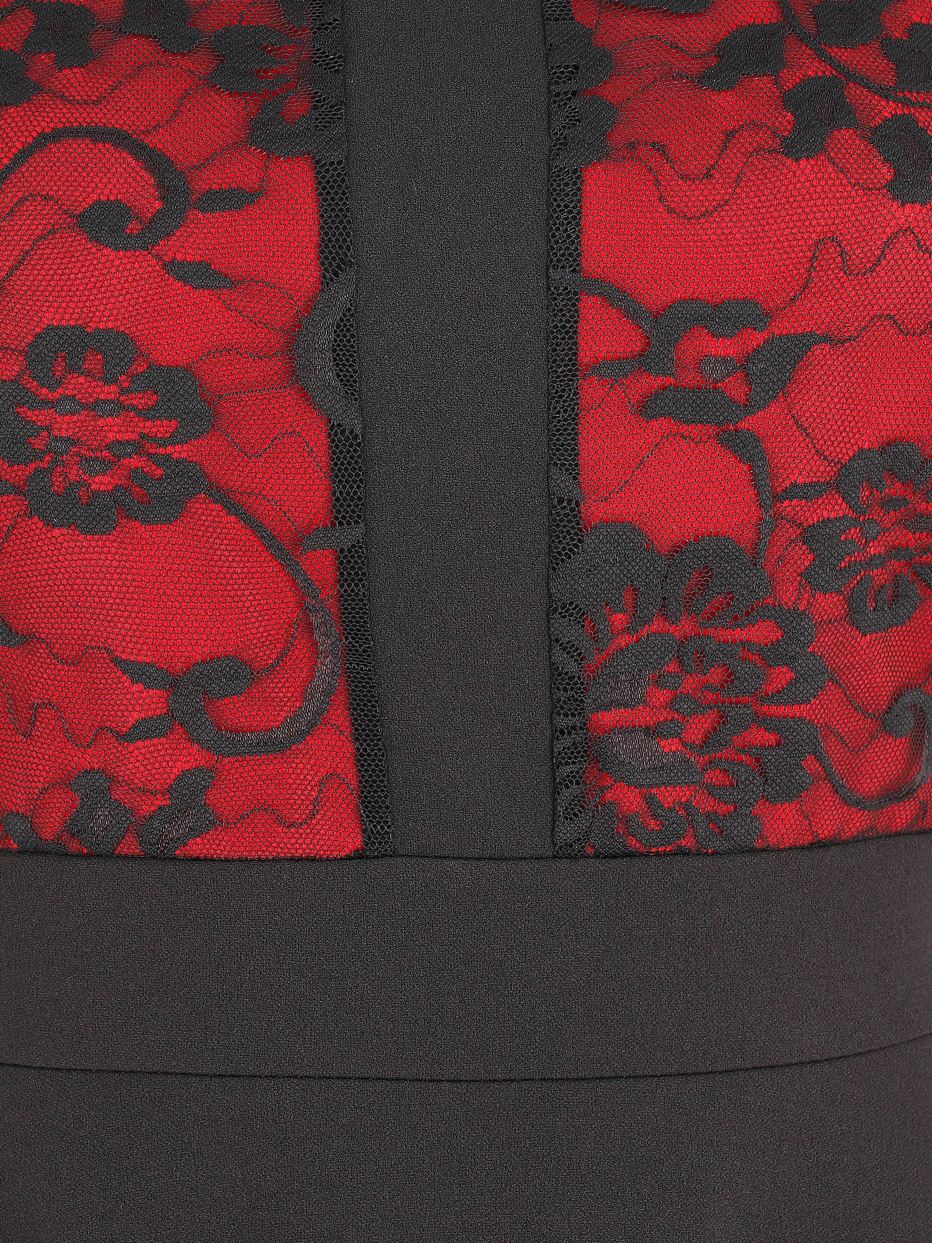 Korte skaterjurk van kant - Rood - Image 3