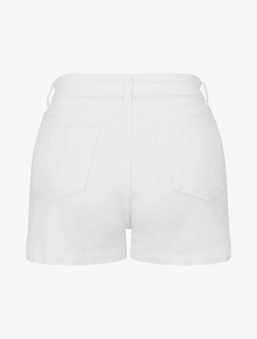 Korte spijkerbroek met normale taille en aansluitende pasvorm. - Wit - Image 2