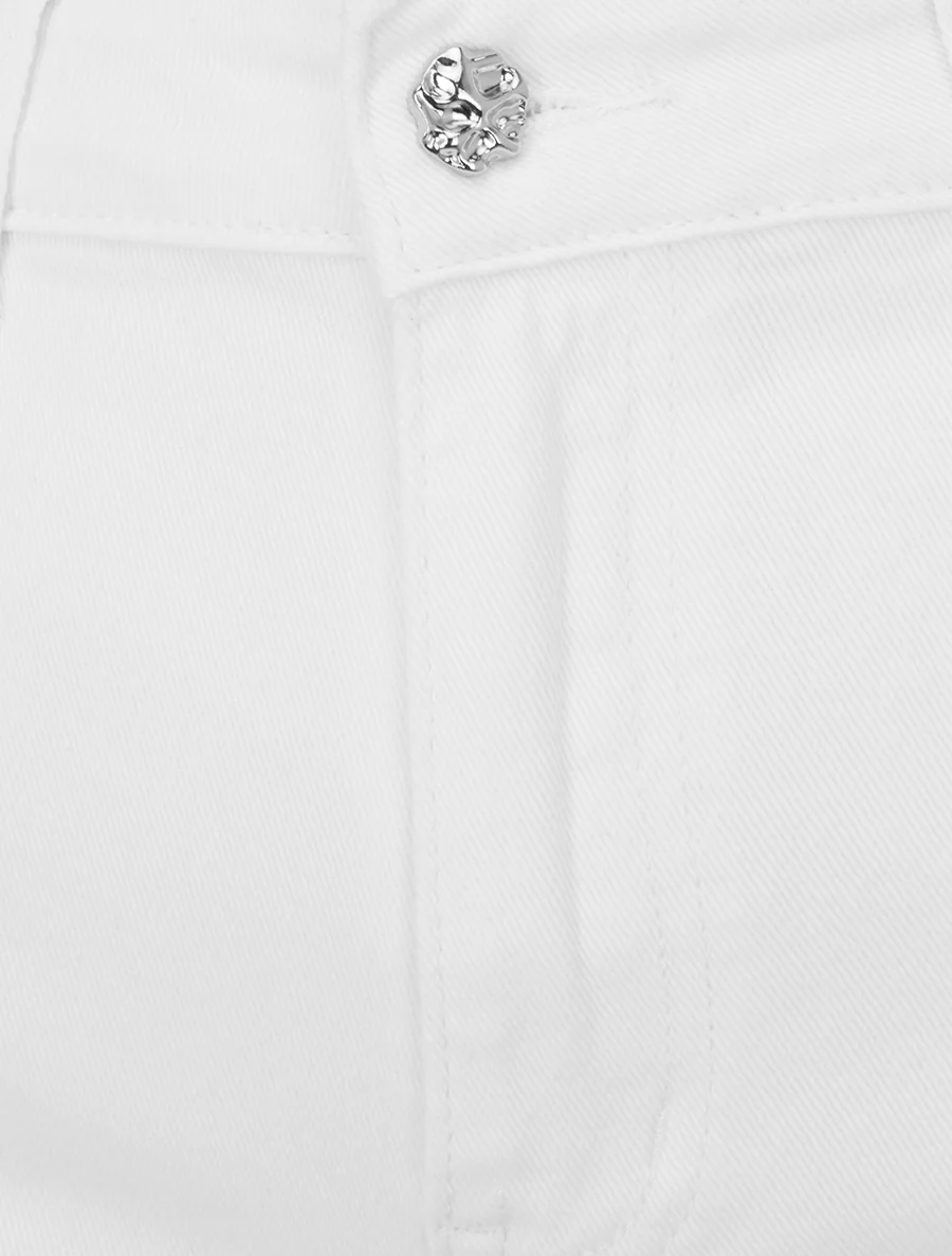 Korte spijkerbroek met normale taille en aansluitende pasvorm. - Wit - Image 3