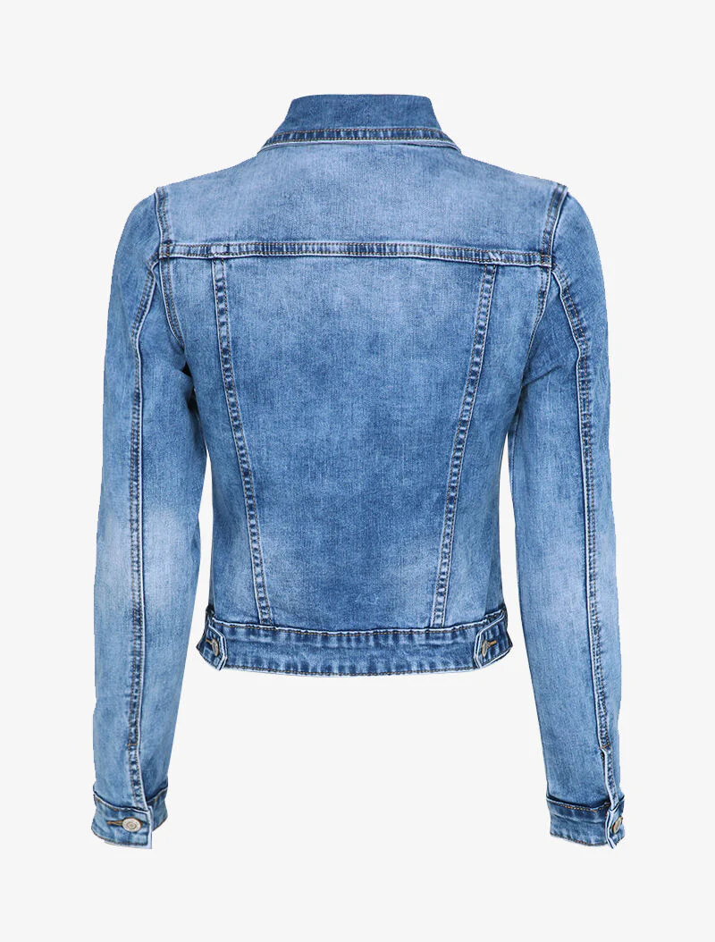 Korte gewassen spijkerjas - Lichtblauw denim - Image 2