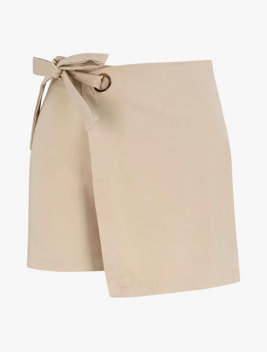 Korte stijl rok met elastische taille - Beige