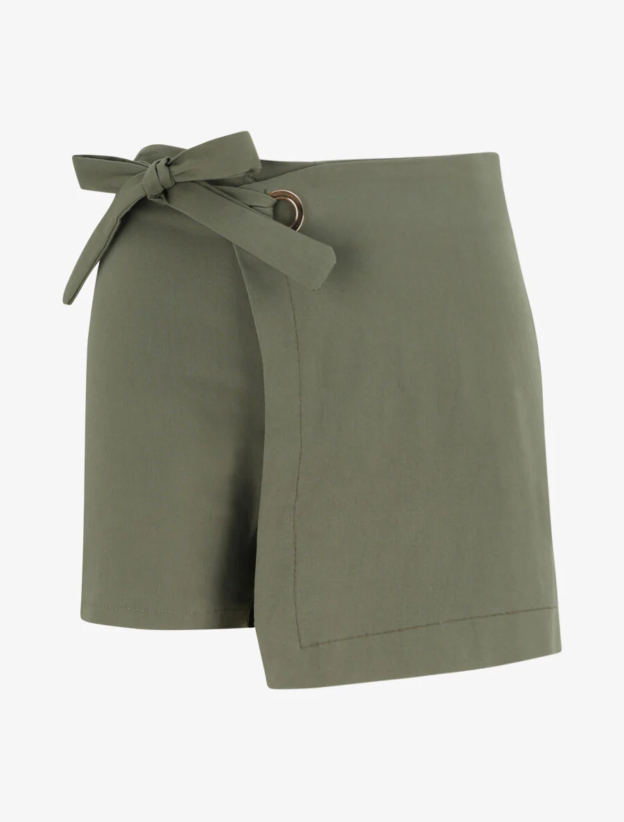 Korte stijl rok met elastische taille - Kakigroen