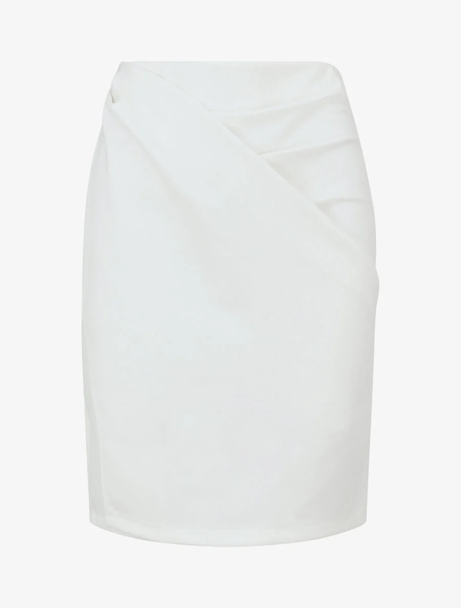 Korte suedine rok met gedrapeerd effect - Wit