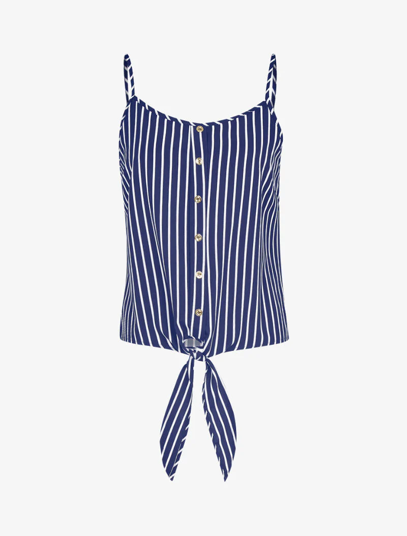 Korte tanktop om te knopen - marineblauw
