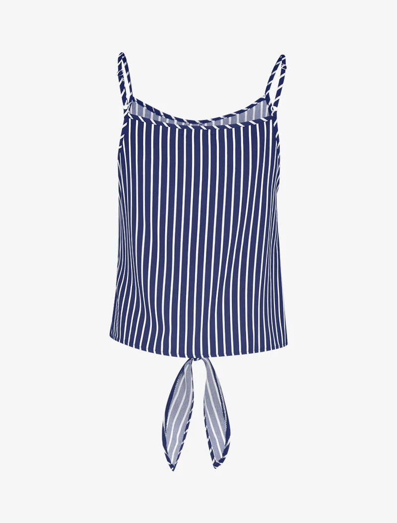 Korte tanktop om te knopen - marineblauw - Image 2