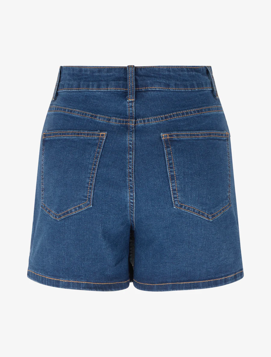 Korte trompe-l'oeil spijkershort - Blauw - Image 2