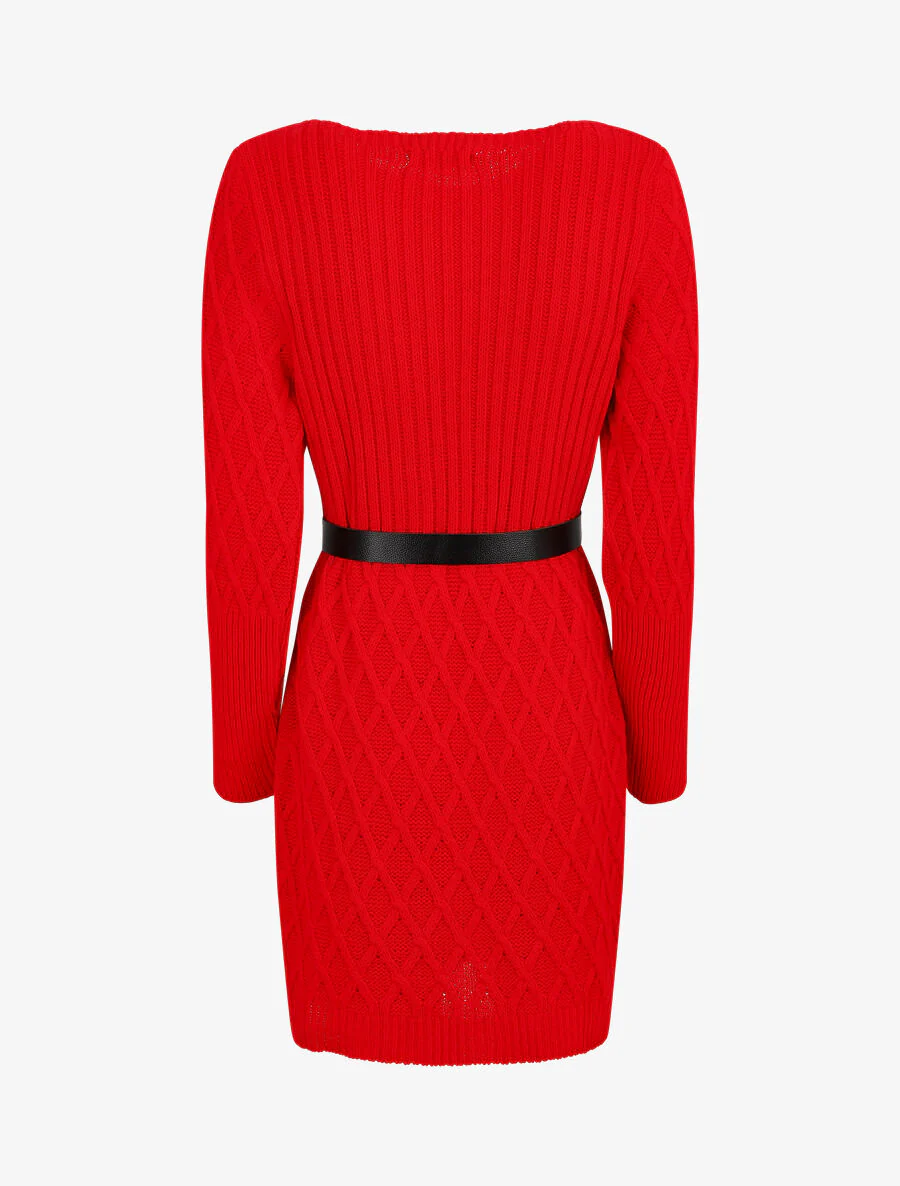 Korte trui jurk - Rood - Image 2